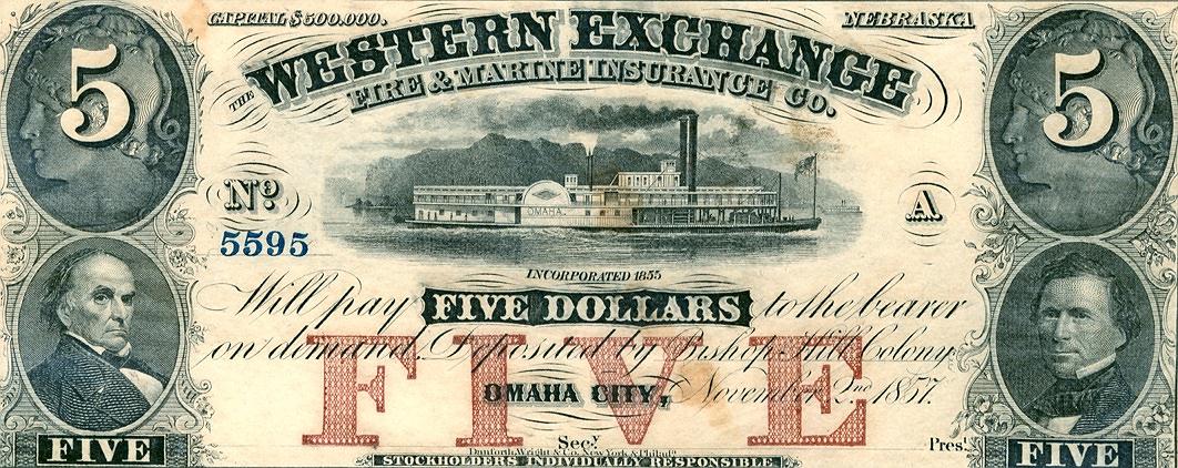 CurrencyWesternExchangeInsuranceOmahaCityNebraska2ndNov1857