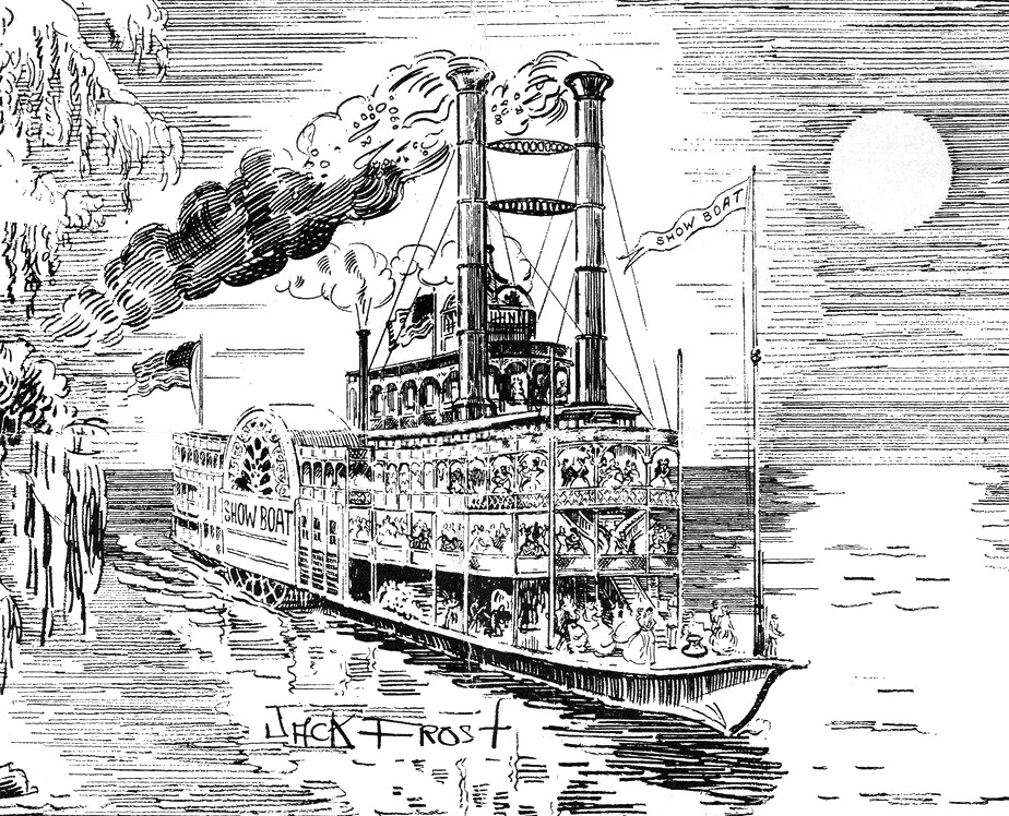 CurrierIvesInspiredPenInkShowBoatMenuJackFrostEXP
