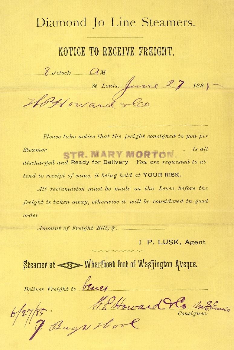 DiamondJoLineFreightReceipt27June1885TAKE2ForNORI