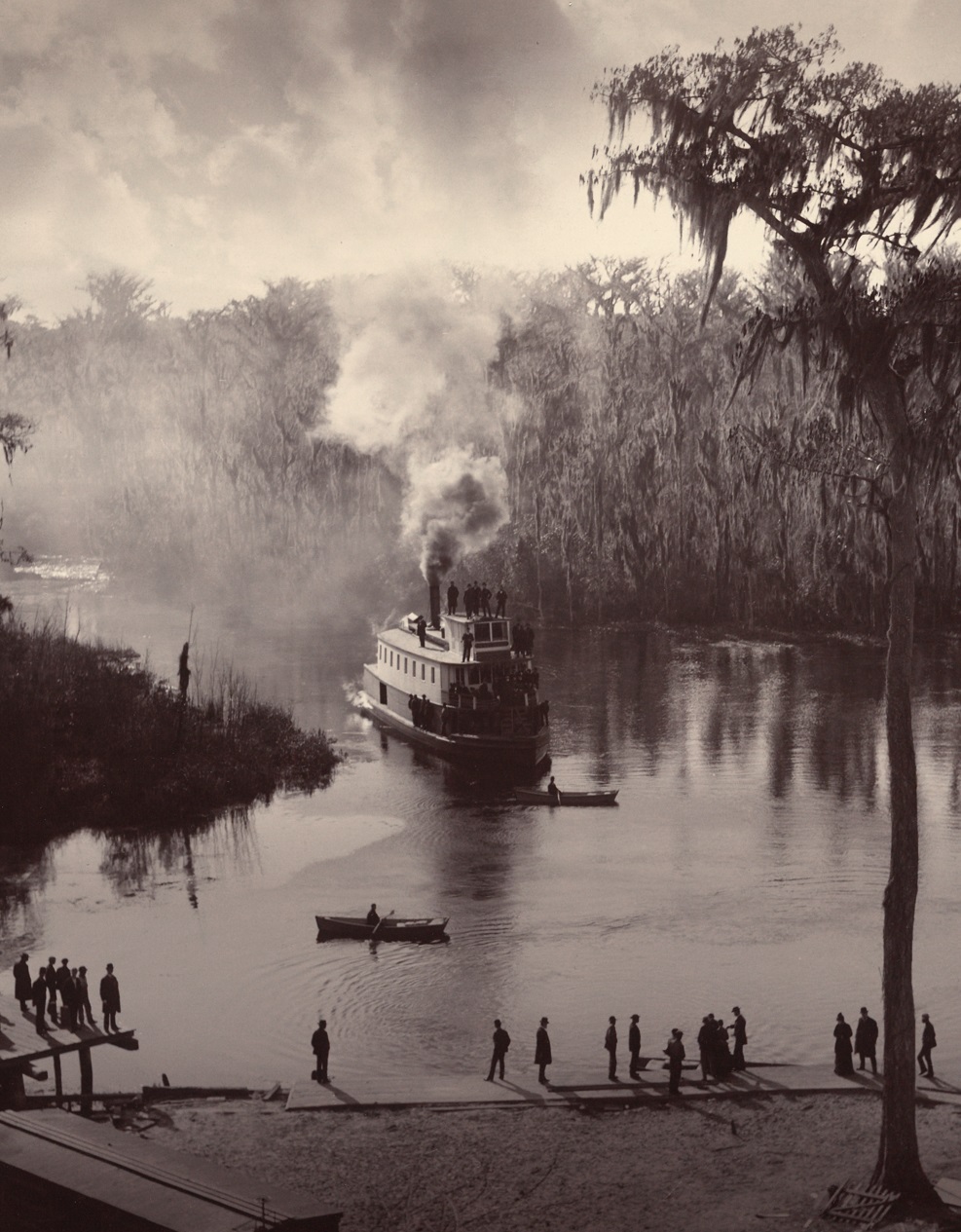 FloridaSilverSpringsSteamboatApproachingViewFromMorganHouse1880-90SepiaEXP