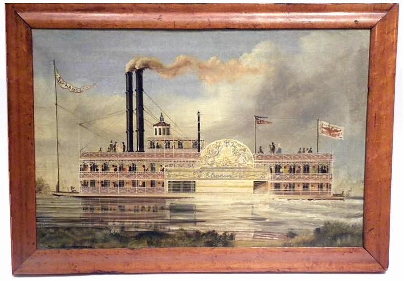 Folk Art Steamer SPRAGUE on banner ELEANORA on paddlebox for NORI