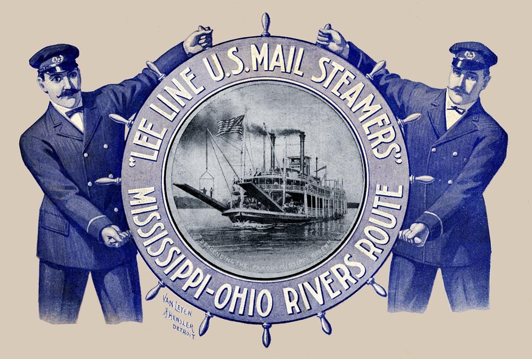 LEElineCardBESTrestoredBluePilotsWheelSteamerForNORI
