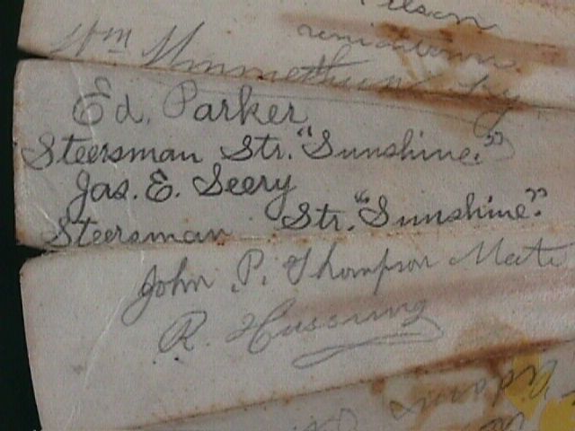 Victorian fan, autographed by steamboat people
