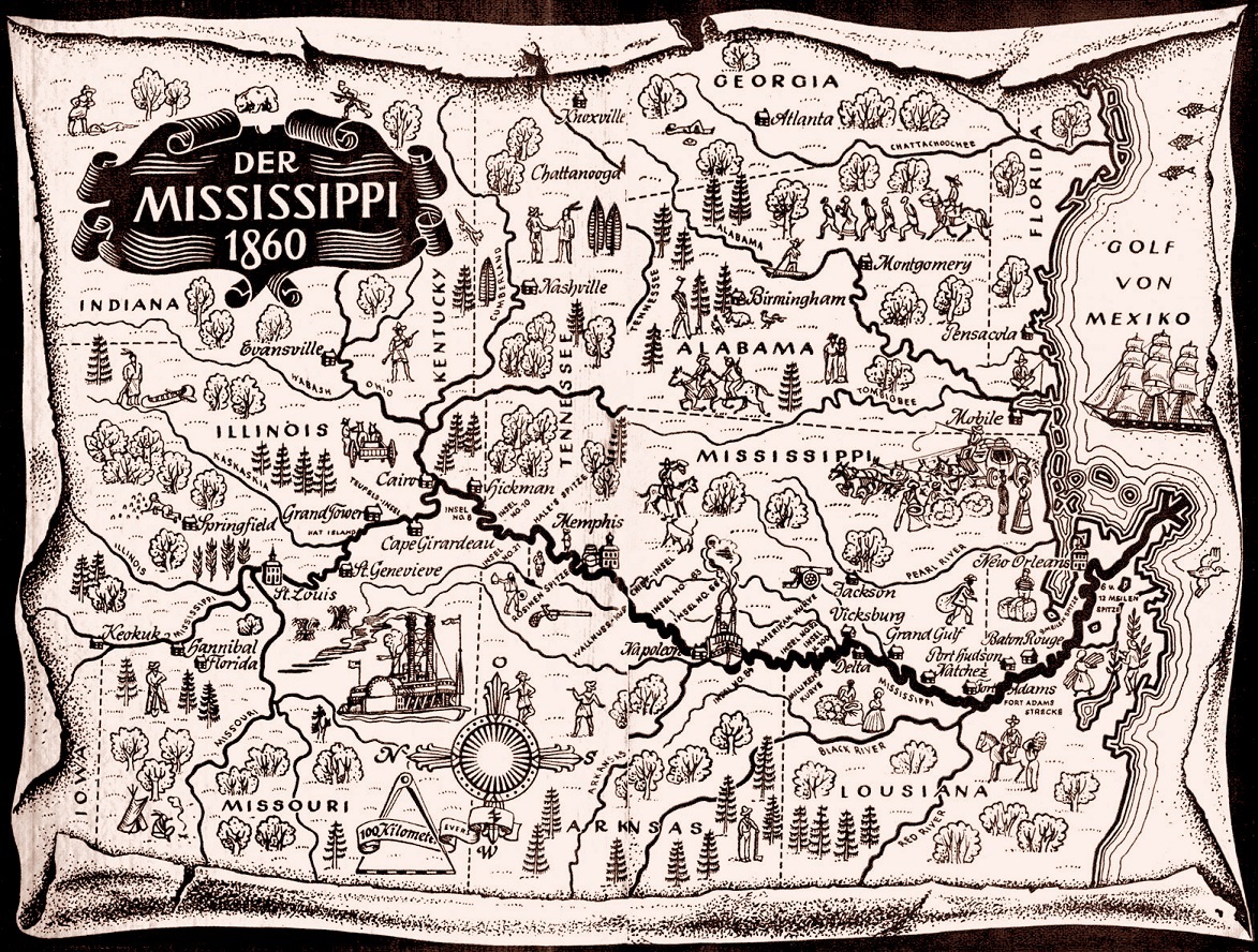 MississippRiverPictorialMap1860HeinerRothfuchs1949ForNORI