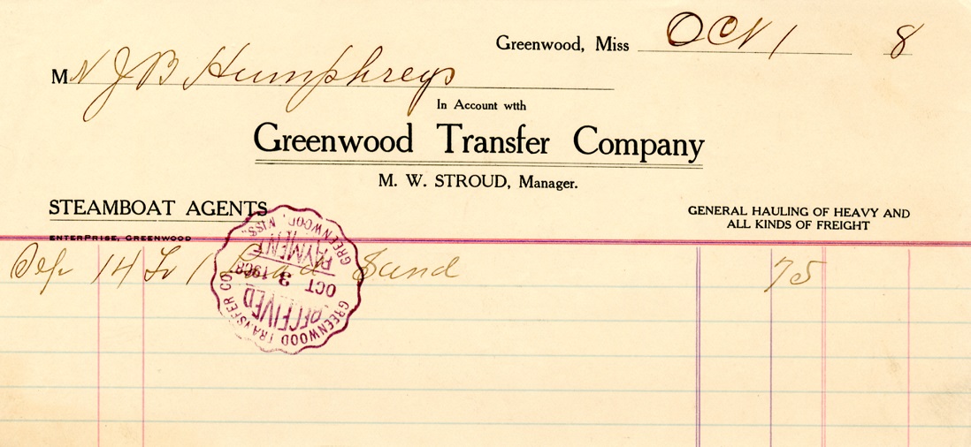 SteamboatAgentsGreenwoodMississippi1stOctober1908forNORI