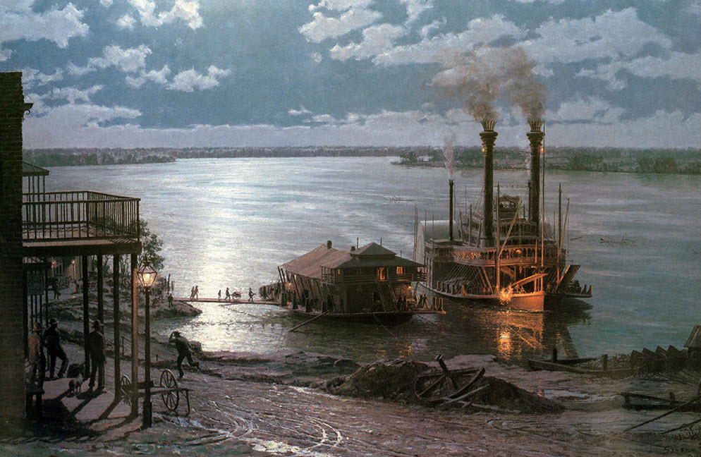 StobartRob'tELeeNatchezUnderTheHillWharfboatMoonlight