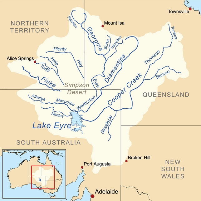 ThomsonRiverMAPQueenslandSouthAustraliaLakeEyreBasin