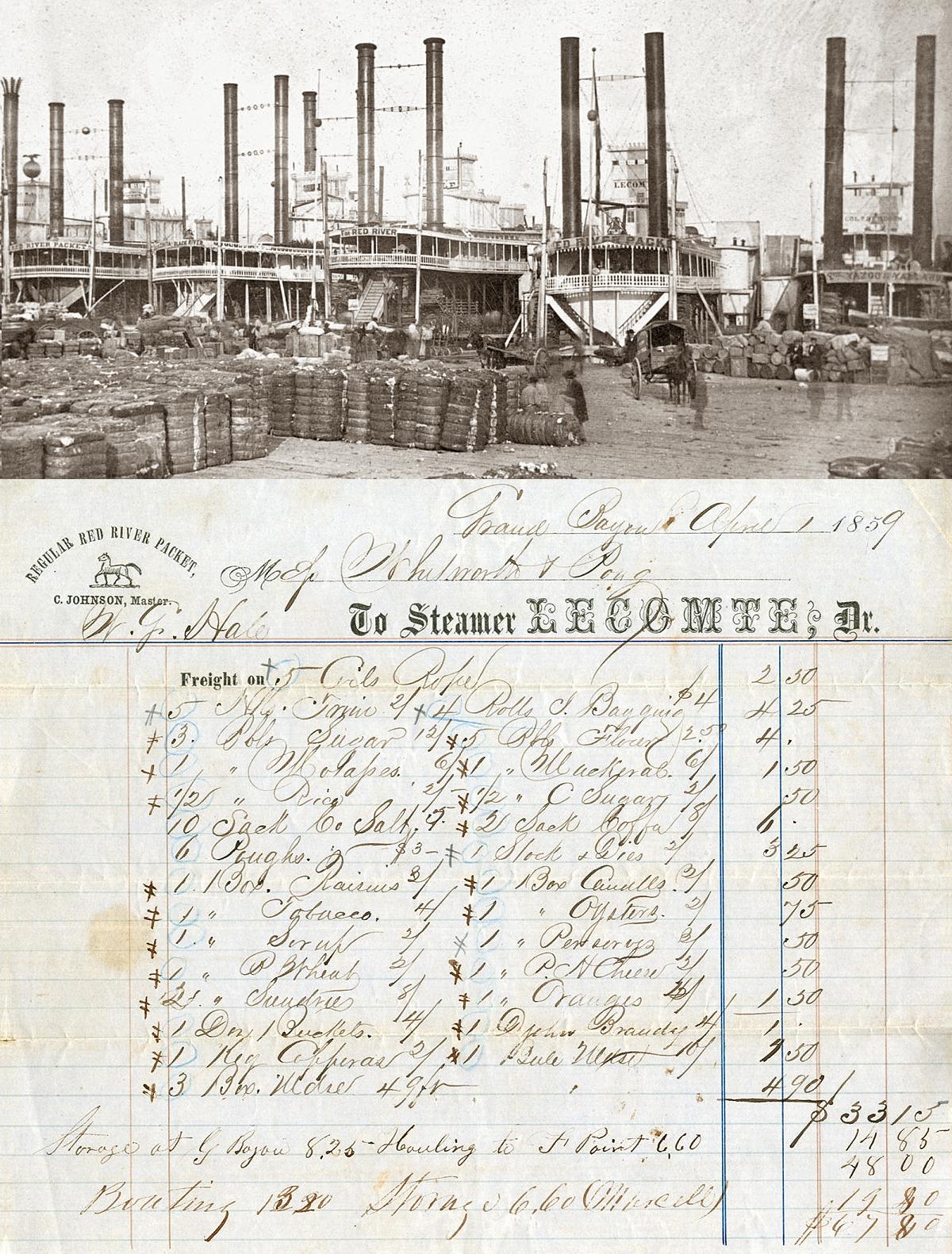 WaybillAndPhotoLECOMTE1stApril1859ReducedForNORI