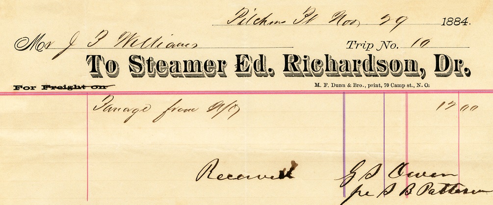 WaybillEdRICHARDSON29Nov1884ForNORI