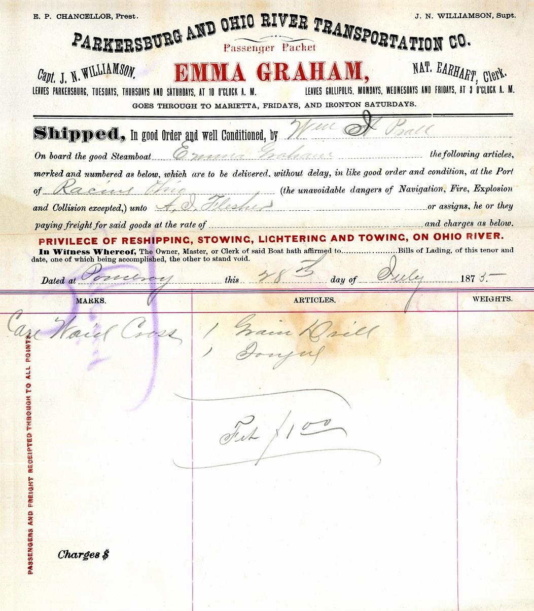 WaybillEmmaGraham28July1875ForNORI