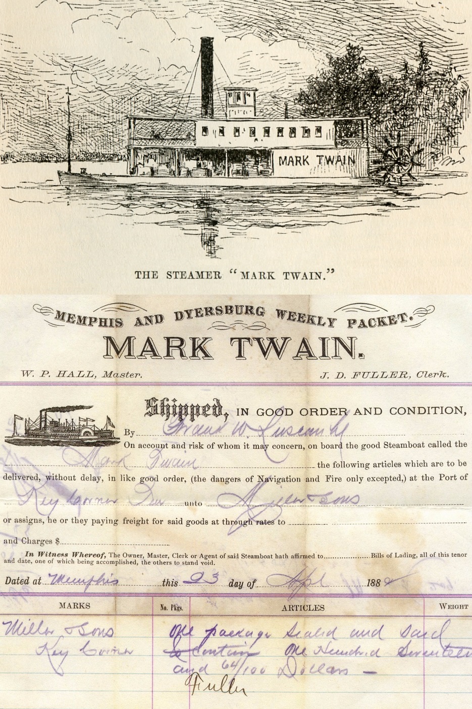 WaybillMarkTwainWithIllustration