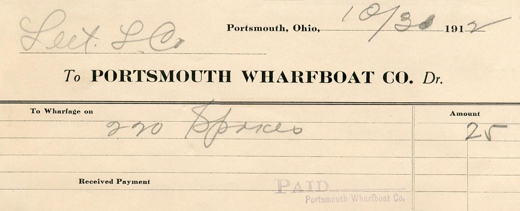 WaybillPortsmouthOhioWharfboat30Oct1912ForNORI