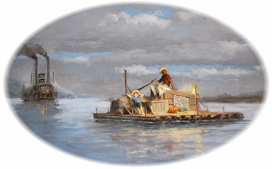 andy thomas HUCK FINN Jim and Huck Raft Oval Detail EXP for NORI