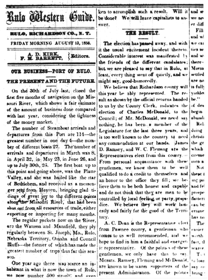 steamboat history in Rulo, Nebraska